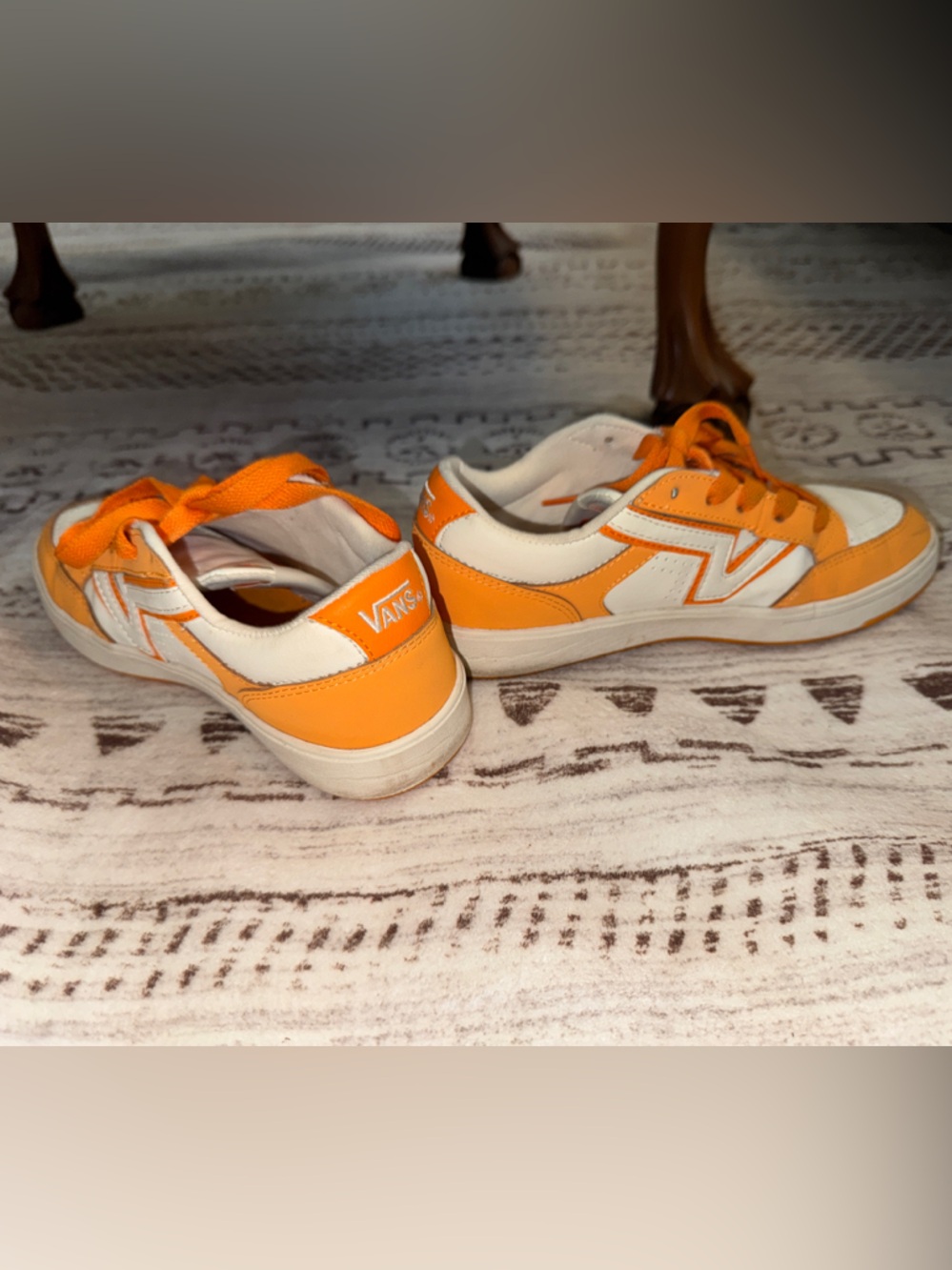 Vans Orange and White Low-Top Sneakers - streetwear